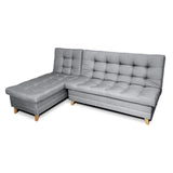 Sofá Cama Esquinero Carvallo Gris 210x90cm De 3 Puestos Reclinable sin Apoya Brazos