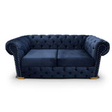 Sofá Chesterfield Azul 170x78cm De 2 Puestos con Apoya Brazos