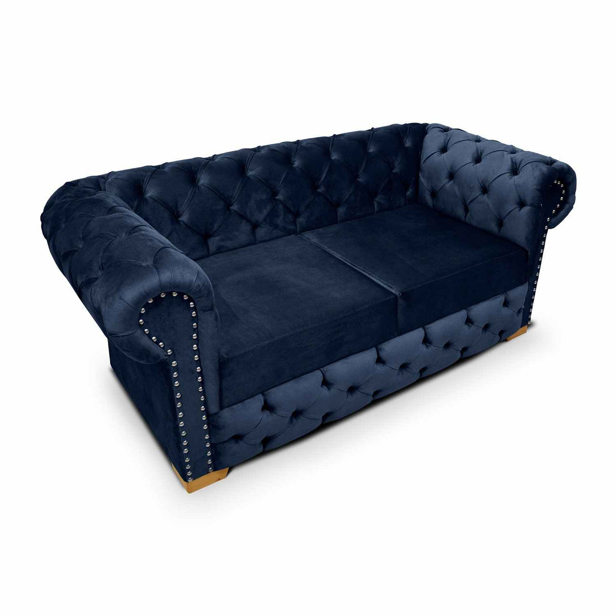 Sofá Chesterfield Azul 210x78cm De 3 Puestos con Apoya Brazos