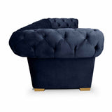 Sofá Chesterfield Azul 210x78cm De 3 Puestos con Apoya Brazos