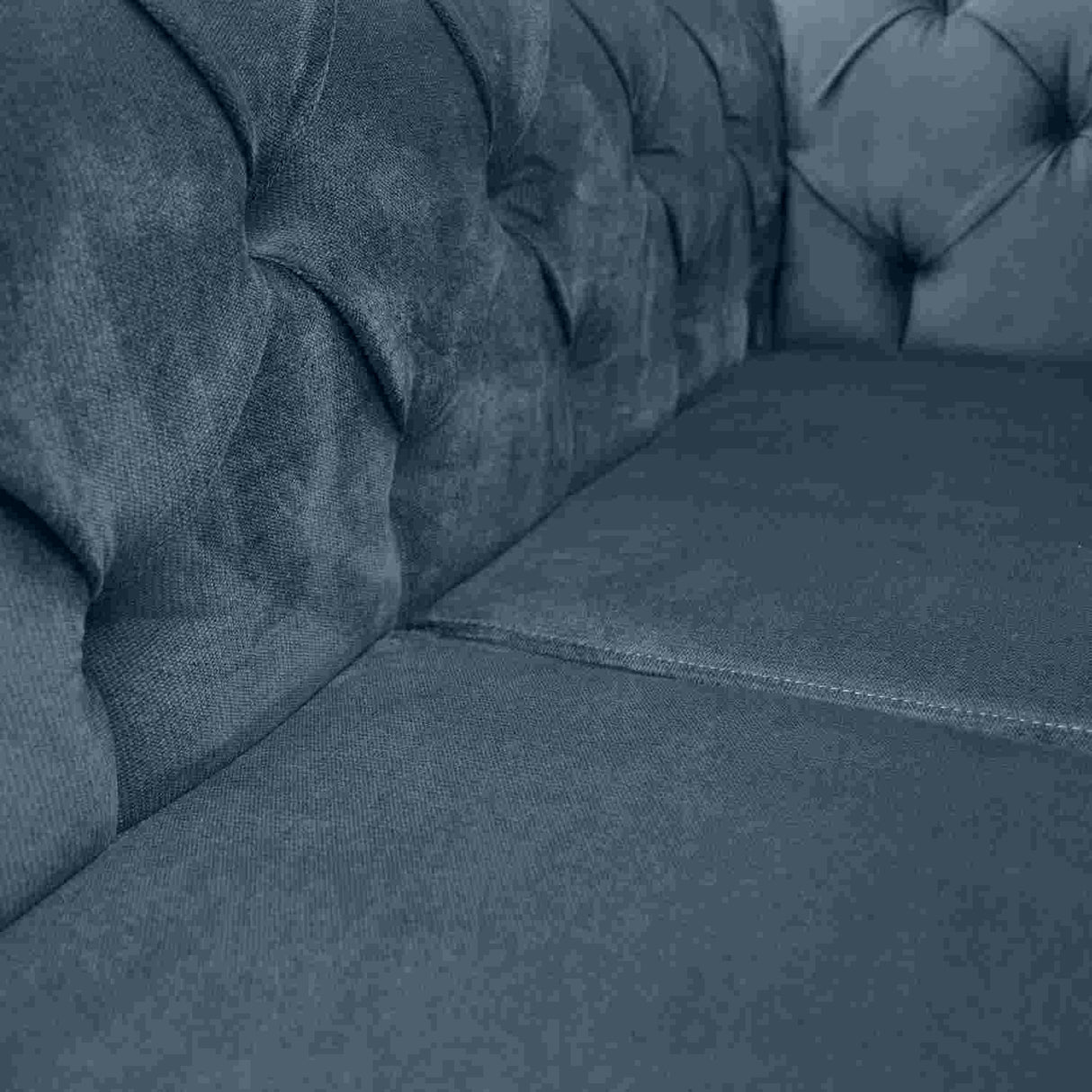 Sofá Chesterfield Azul 210x78cm De 3 Puestos con Apoya Brazos