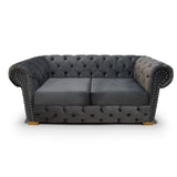 Sofá Chesterfield Gris 170x78cm De 2 Puestos con Apoya Brazos