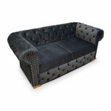 Sofá Chesterfield Gris 170x78cm De 2 Puestos con Apoya Brazos
