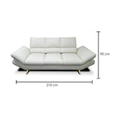 Sofá Galante Blanco Hueso 210x90cm De 3 Puestos sin Apoya Brazos