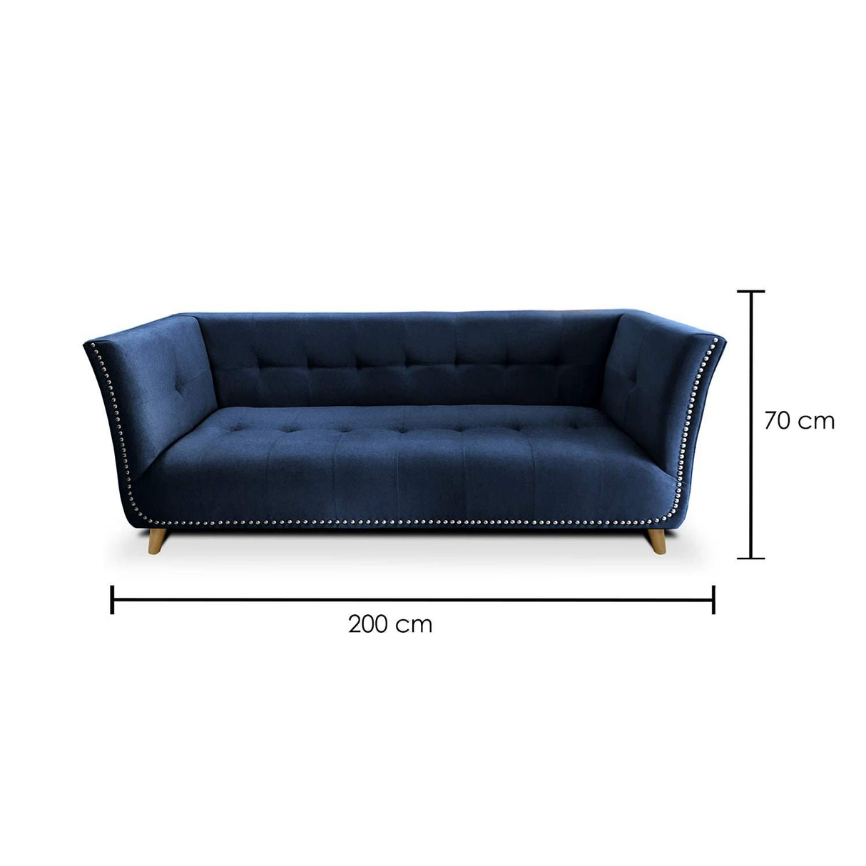 Sofá Magallanes Azul 200x70cm De 3 Puestos con Apoya Brazos