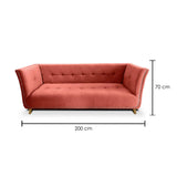 Sofá Magallanes Salmón 200x70cm De 3 Puestos con Apoya Brazos