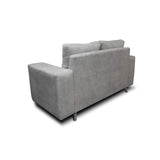 Combo Sofá y Puff Musso Gris 165x82cm De 3 Puestos con Apoya Brazos