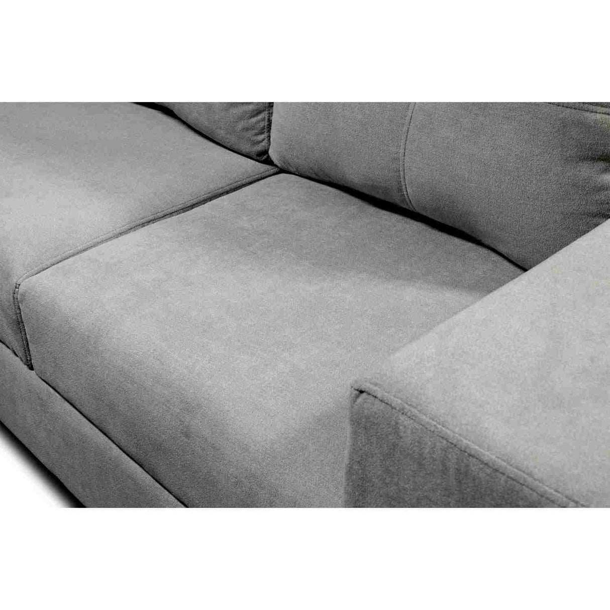 Combo Sofá y Puff Musso Gris 165x82cm De 3 Puestos con Apoya Brazos