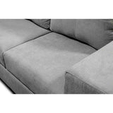 Combo Sofá y Puff Musso Gris 165x82cm De 3 Puestos con Apoya Brazos