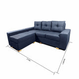 Sofá en L Burano Azul 200x92cm De 4 Puestos con Apoya Brazos y Modular