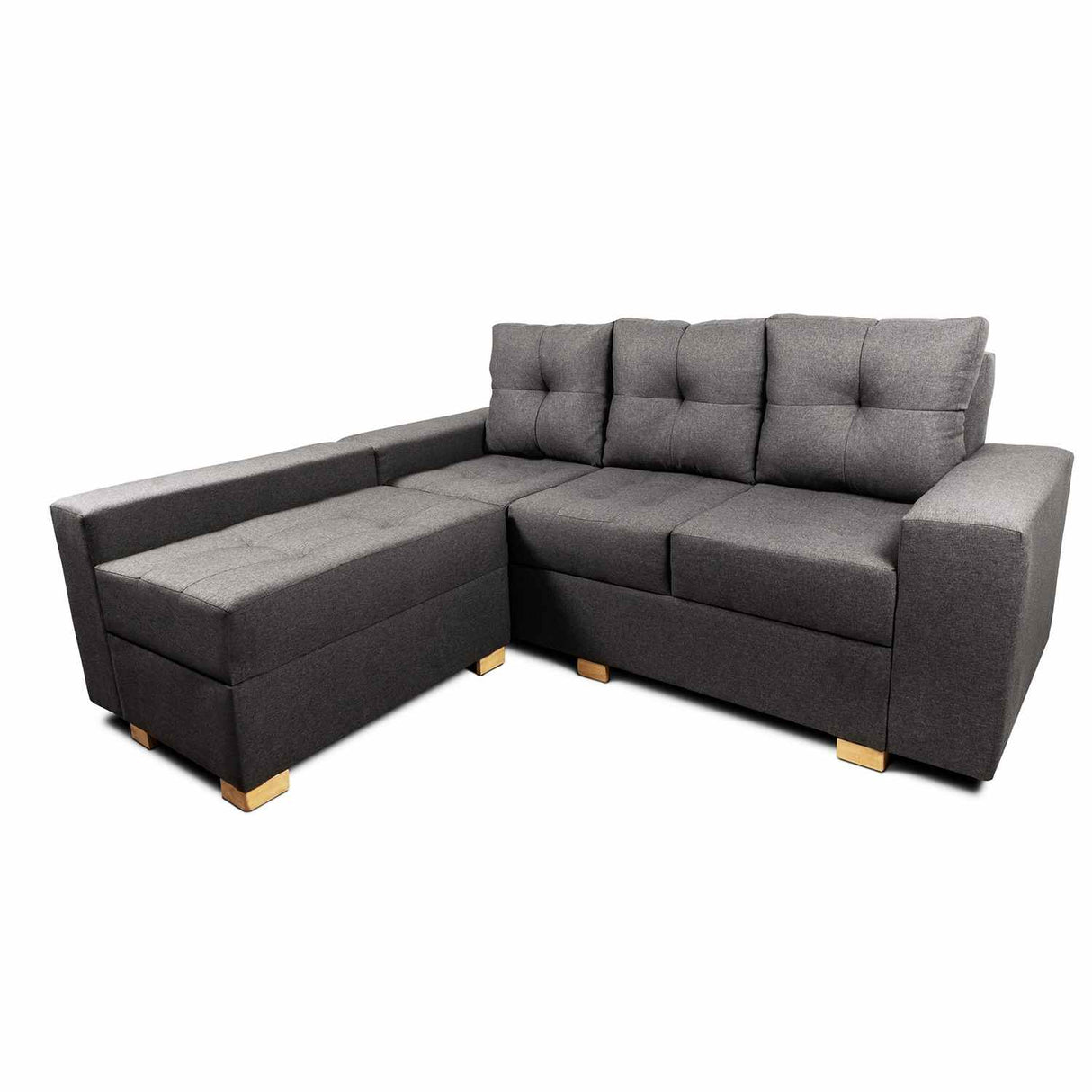Sofá en L Burano Gris 200x92cm De 4 Puestos con Apoya Brazos y Modular