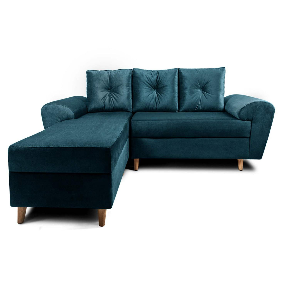 Sofá en L Varenna Azul Petróleo 218x94cm De 3 Puestos con Apoya Brazos