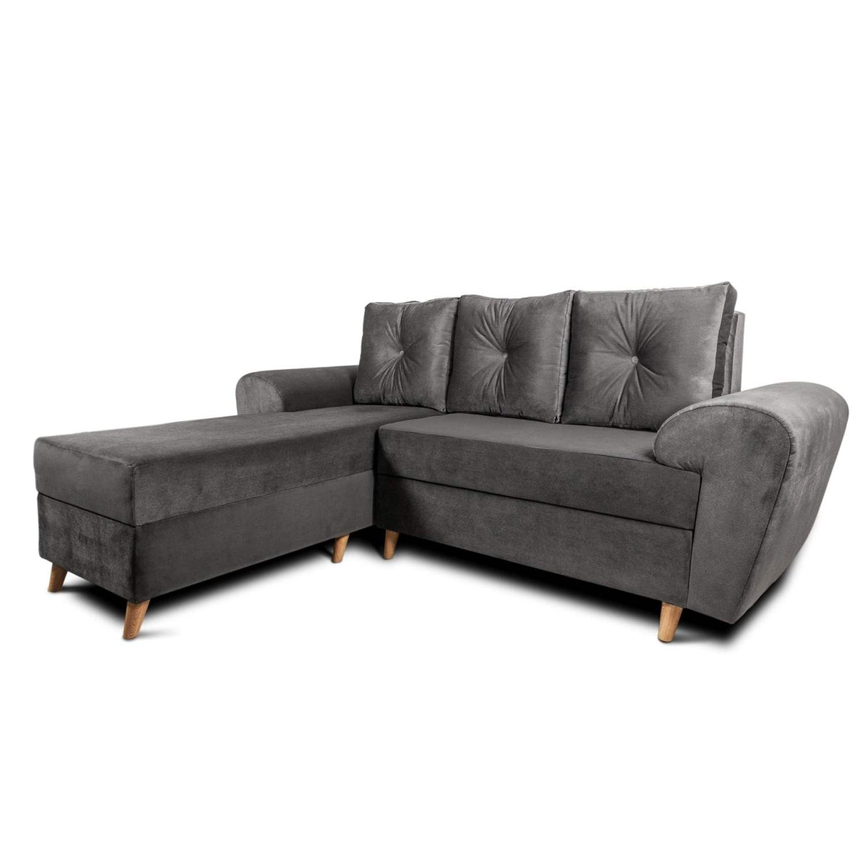 Sofá en L Varenna Gris 218x94cm De 3 Puestos con Apoya Brazos
