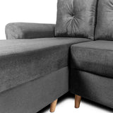 Sofá en L Varenna Gris 218x94cm De 3 Puestos con Apoya Brazos