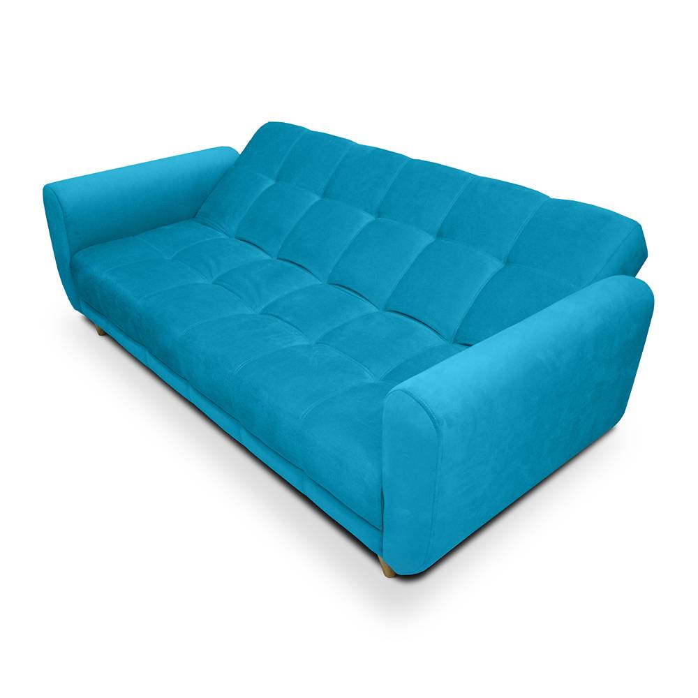 Sofá Cama Archer Azul 210x90cm De 3 Puestos Reclinable con Apoya Brazos