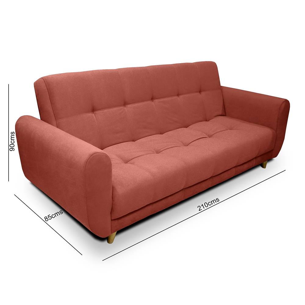Sofá Cama Archer Coral 210x95cm De 3 Puestos Reclinable con Apoya Brazos