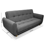 Sofá Cama Archer Gris 210x95cm De 3 Puestos Reclinable con Apoya Brazos