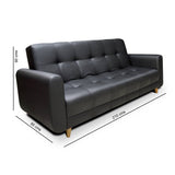 Sofá Cama Archer Negro 210x95cm De 3 Puestos Reclinable con Apoya Brazos