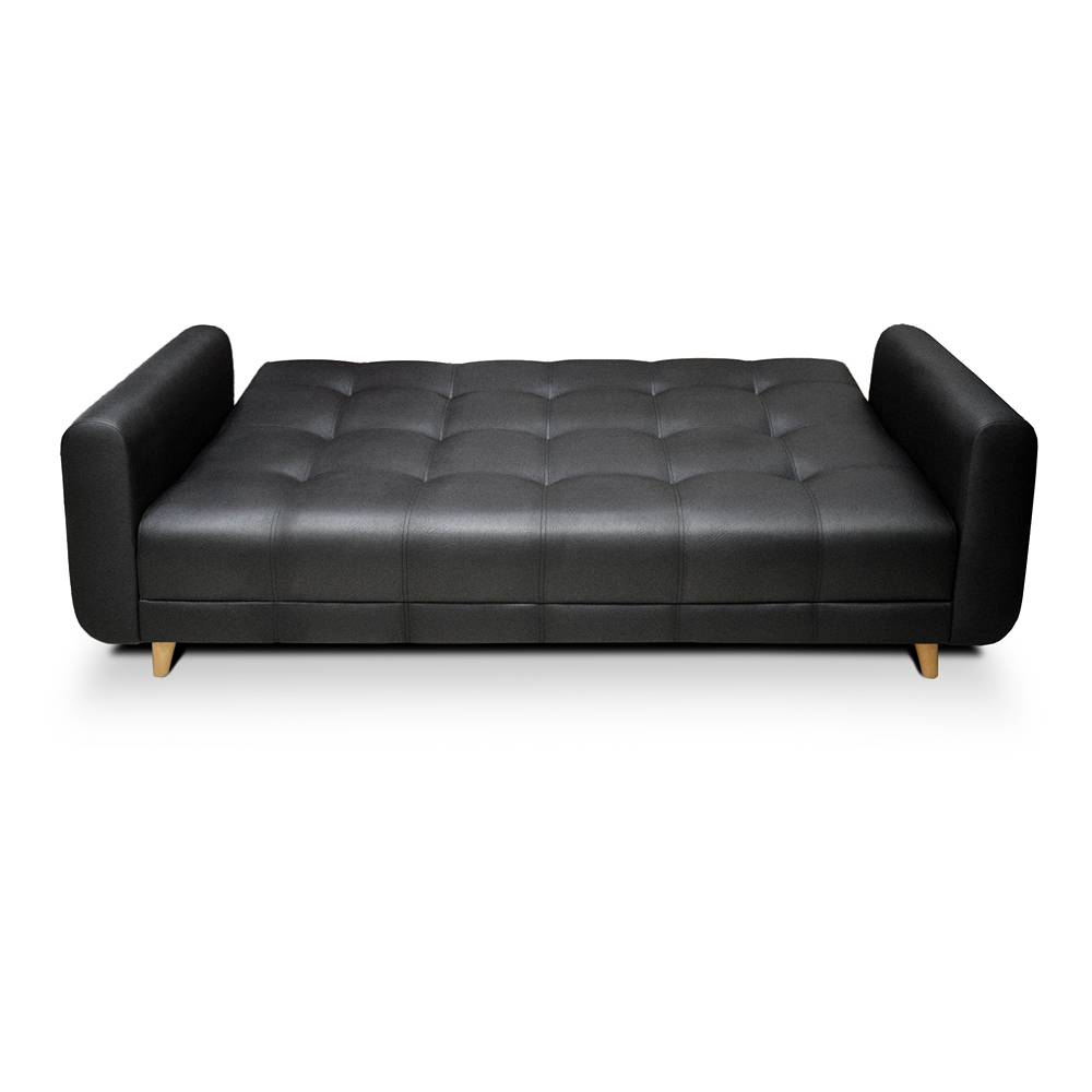 Sofá Cama Archer Negro 210x95cm De 3 Puestos Reclinable con Apoya Brazos