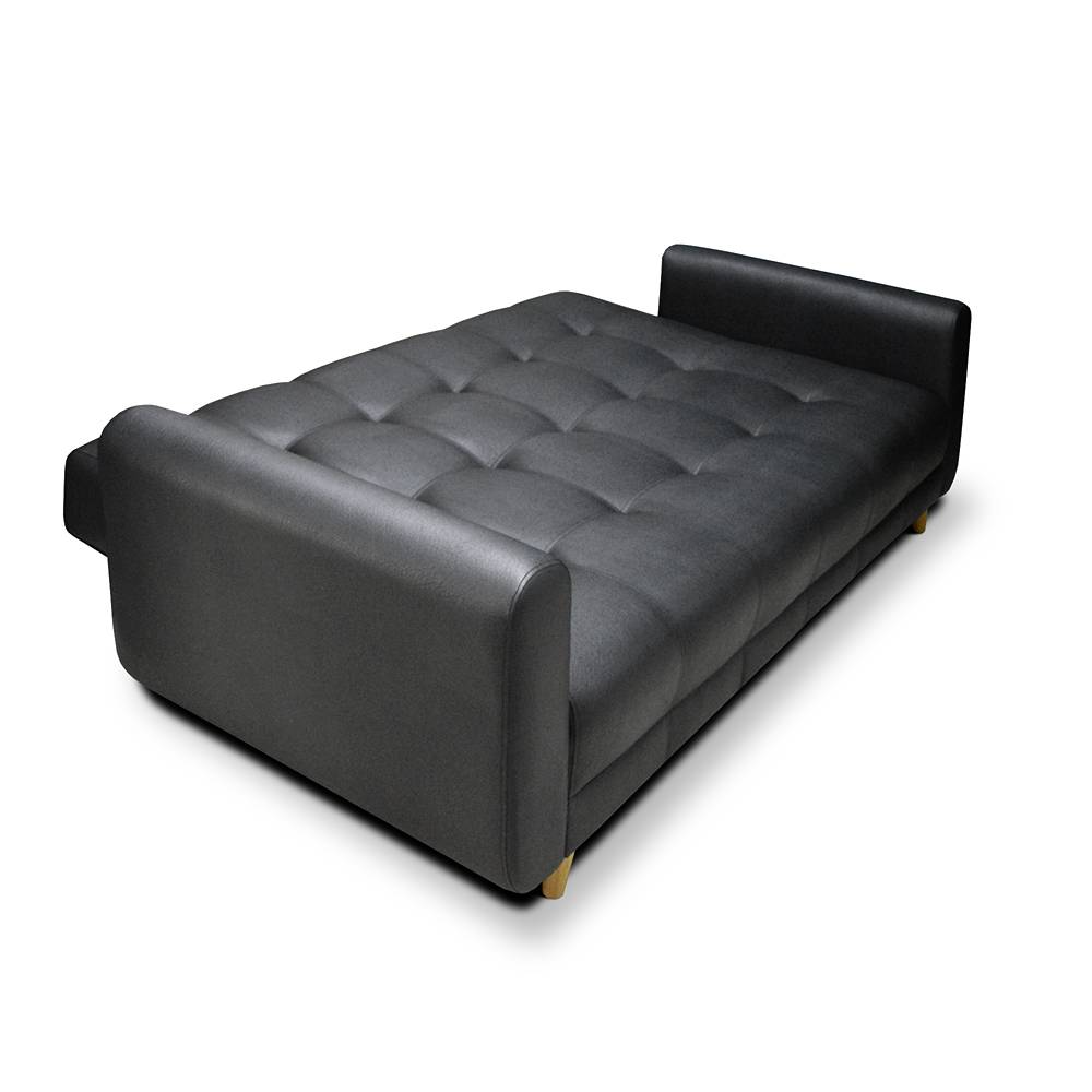 Sofá Cama Archer Negro 210x95cm De 3 Puestos Reclinable con Apoya Brazos