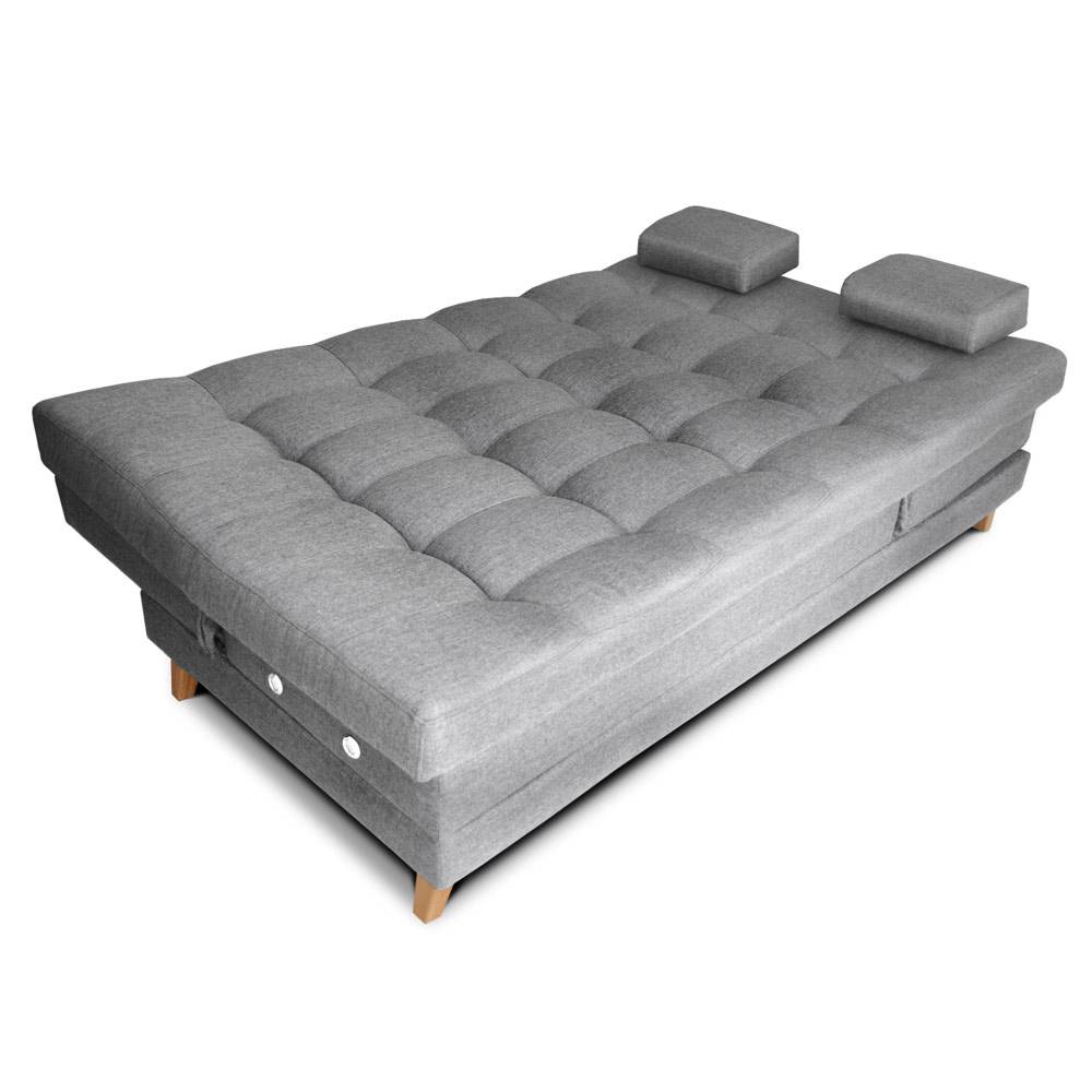 Sofá Cama Balmain Gris 185x95cm De 3 Puestos Reclinable con Apoya Brazos