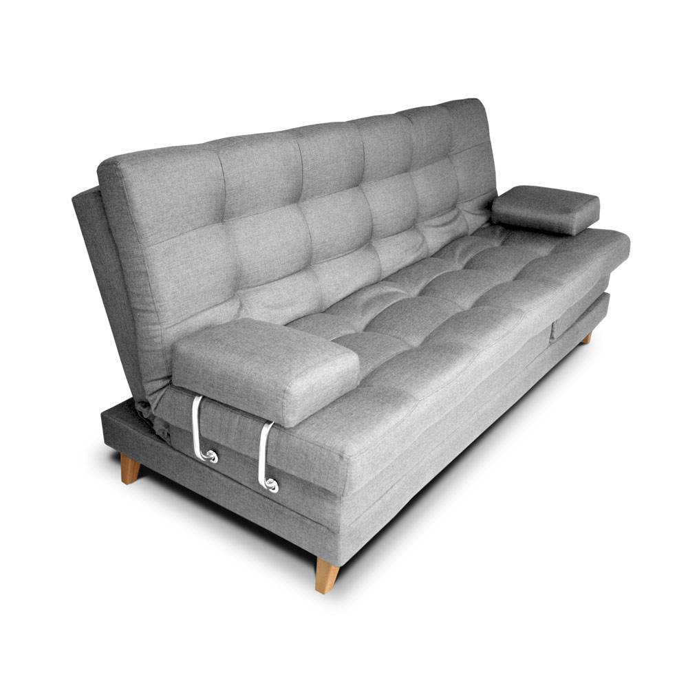 Sofá Cama Balmain Gris 185x95cm De 3 Puestos Reclinable con Apoya Brazos