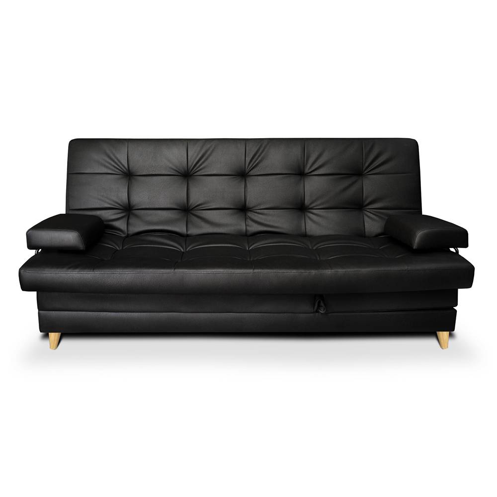 Sofá Cama Balmain Negro 190x95cm De 3 Puestos Reclinable con Apoya Brazos
