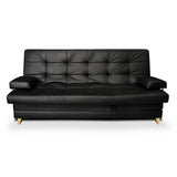 Sofá Cama Balmain Negro 190x95cm De 3 Puestos Reclinable con Apoya Brazos