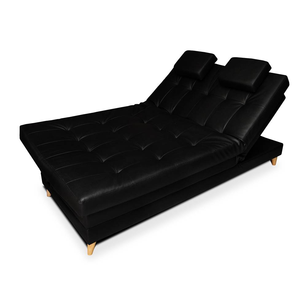 Sofá Cama Balmain Negro 190x95cm De 3 Puestos Reclinable con Apoya Brazos