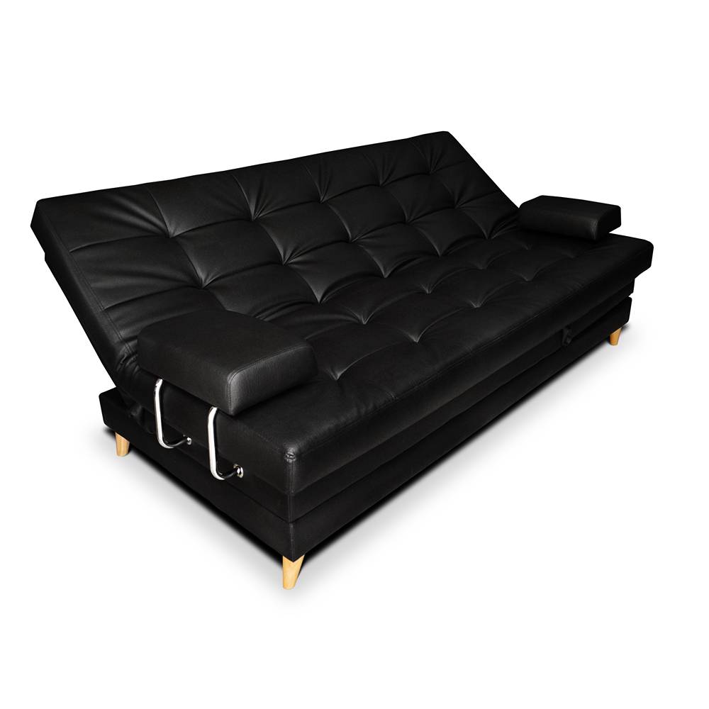 Sofá Cama Balmain Negro 190x95cm De 3 Puestos Reclinable con Apoya Brazos