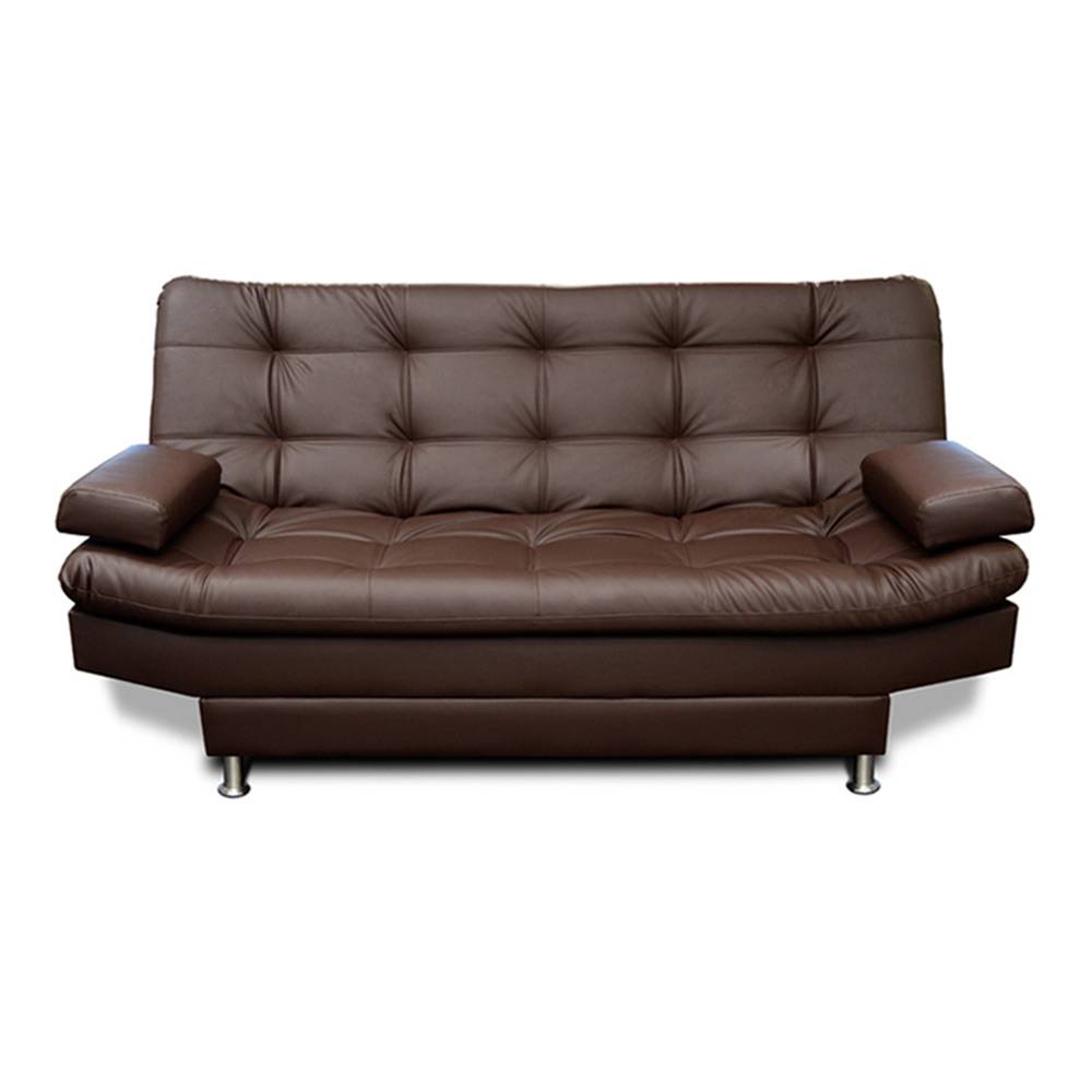 Sofá Cama Carvallo Cafe 185x95cm De 3 Puestos Reclinable con Apoya Brazos