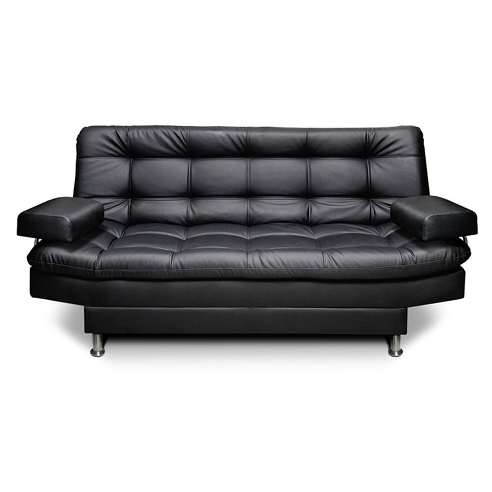 Sofá Cama Carvallo Negro 185x100cm De 3 Puestos Reclinable con Apoya Brazos