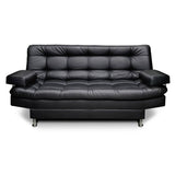 Sofá Cama Carvallo Negro 185x100cm De 3 Puestos Reclinable con Apoya Brazos