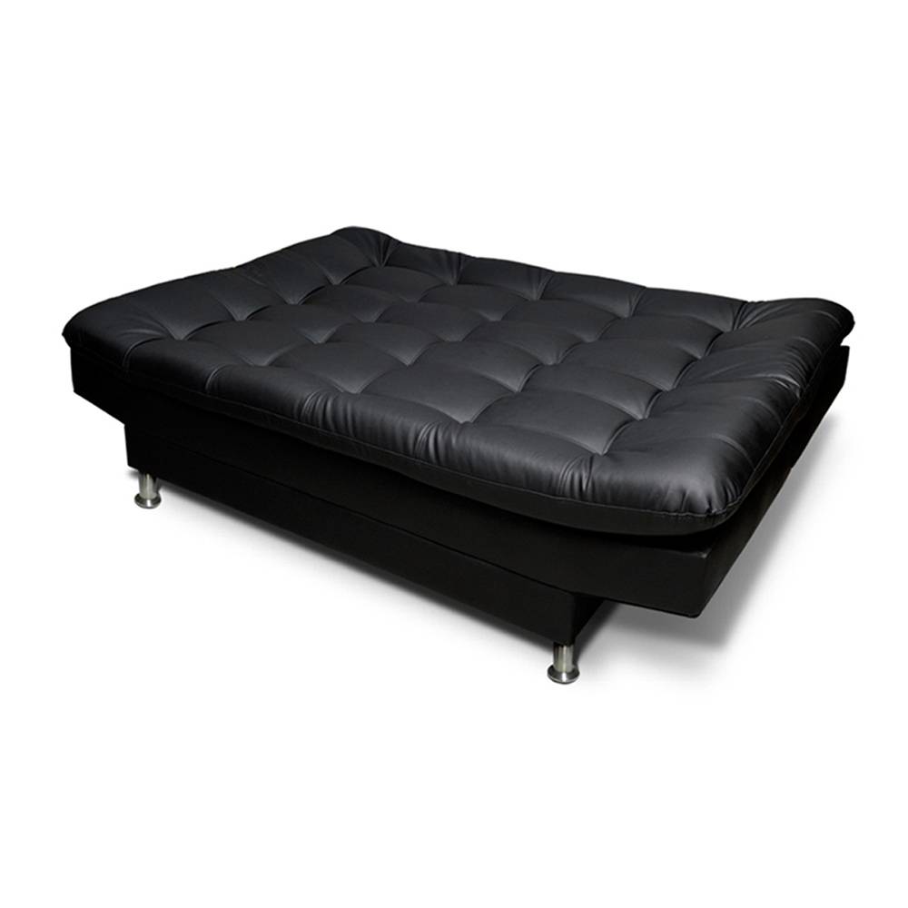 Sofá Cama Carvallo Negro 185x100cm De 3 Puestos Reclinable con Apoya Brazos