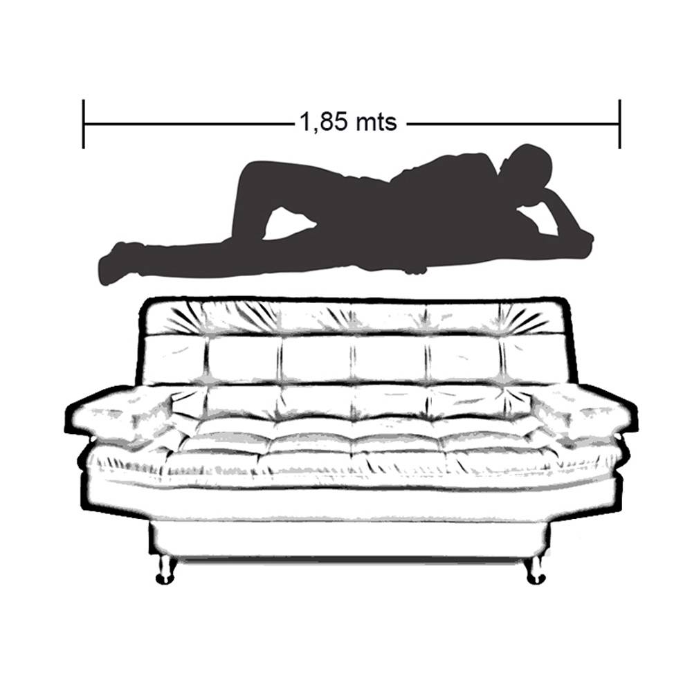 Sofá Cama Carvallo Negro 185x100cm De 3 Puestos Reclinable con Apoya Brazos