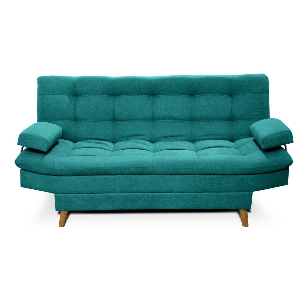 Sofá Cama Carvallo Turquesa 185x95cm De 3 Puestos Reclinable con Apoya Brazos
