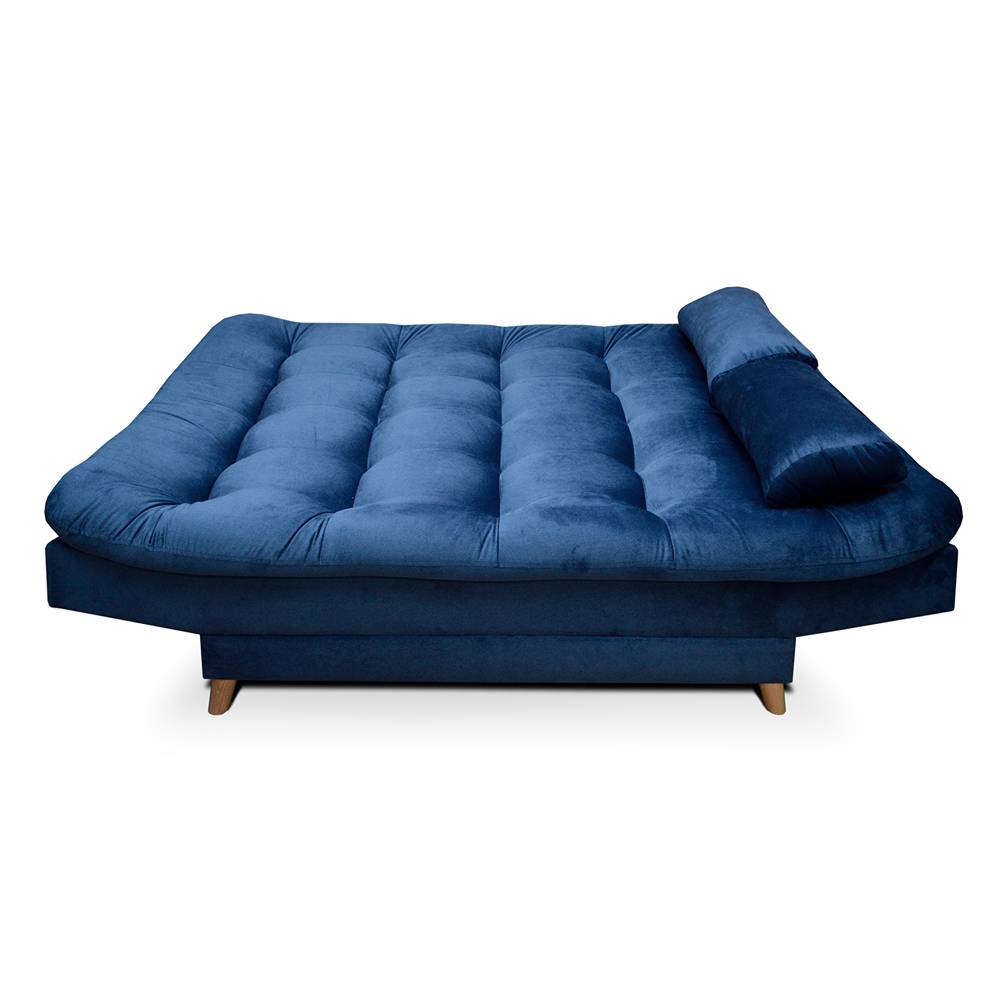 Sofá Cama Fendik Azul 185x95cm De 3 Puestos Reclinable con Apoya Brazos