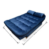 Sofá Cama Fendik Azul 185x95cm De 3 Puestos Reclinable con Apoya Brazos