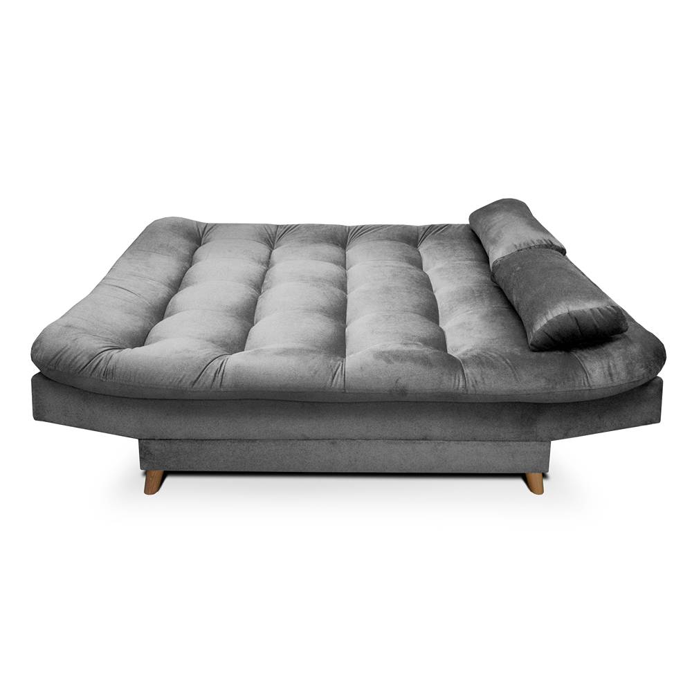 Sofá Cama Fendik Gris 185x90cm De 3 Puestos Reclinable sin Apoya Brazos