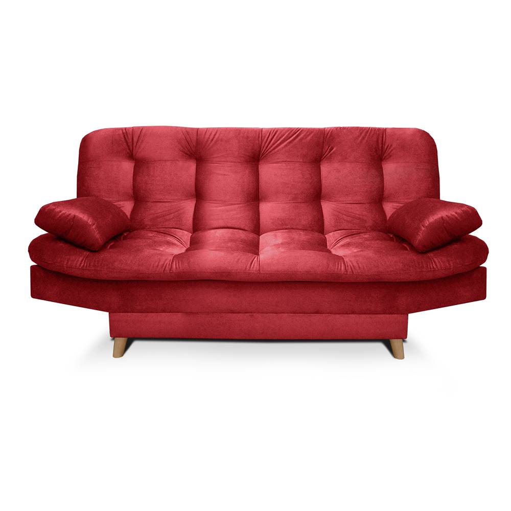 Sofá Cama Fendik Rojo 185x90cm De 3 Puestos Reclinable sin Apoya Brazos