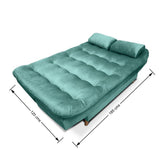 Sofá Cama Fendik Turquesa 185x95cm De 3 Puestos Reclinable con Apoya Brazos
