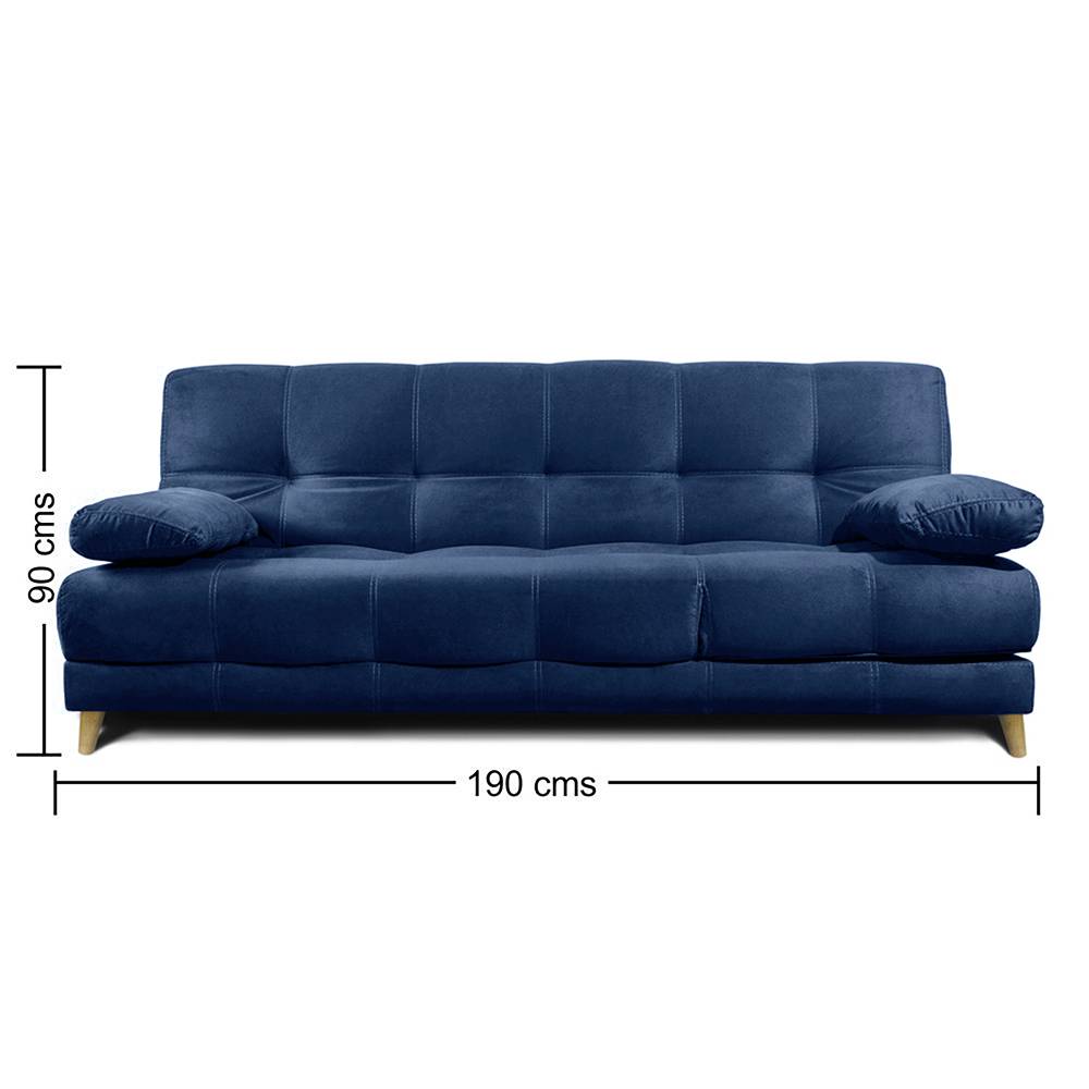 Sofá Cama Martins Azul 190x90cm De 3 Puestos Reclinable con Apoya Brazos