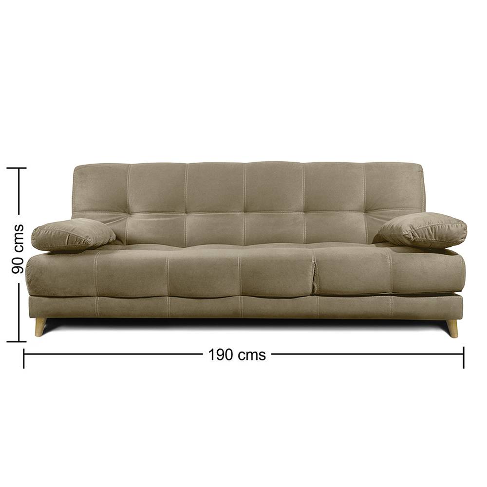Sofá Cama Martins Camel 190x90cm De 3 Puestos Reclinable con Apoya Brazos