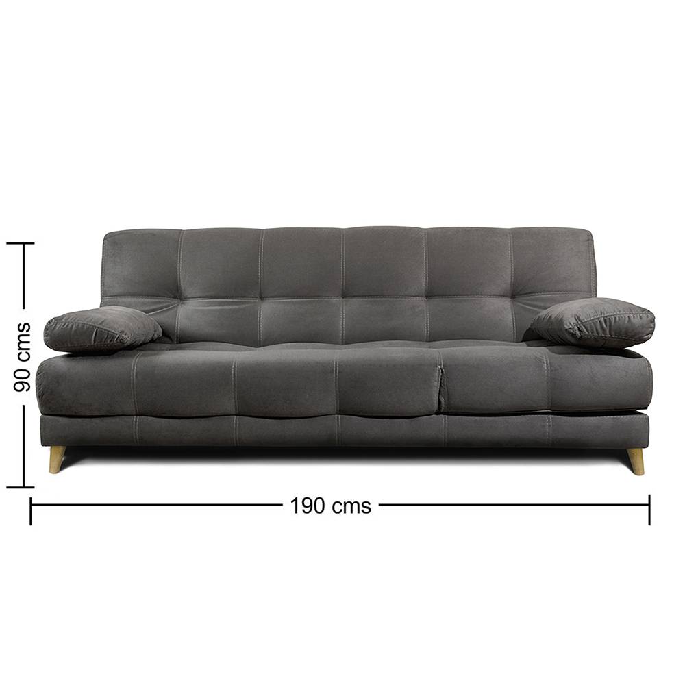Sofá Cama Martins Gris 190x90cm De 3 Puestos Reclinable con Apoya Brazos
