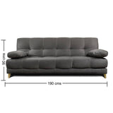 Sofá Cama Martins Gris 190x90cm De 3 Puestos Reclinable con Apoya Brazos