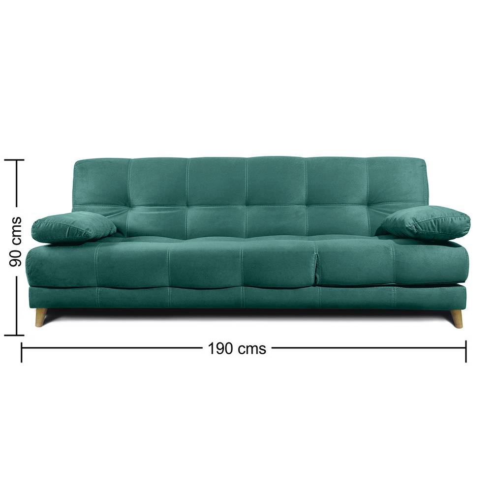Sofá Cama Martins Turquesa 190x90cm De 3 Puestos Reclinable con Apoya Brazos