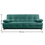 Sofá Cama Martins Turquesa 190x90cm De 3 Puestos Reclinable con Apoya Brazos