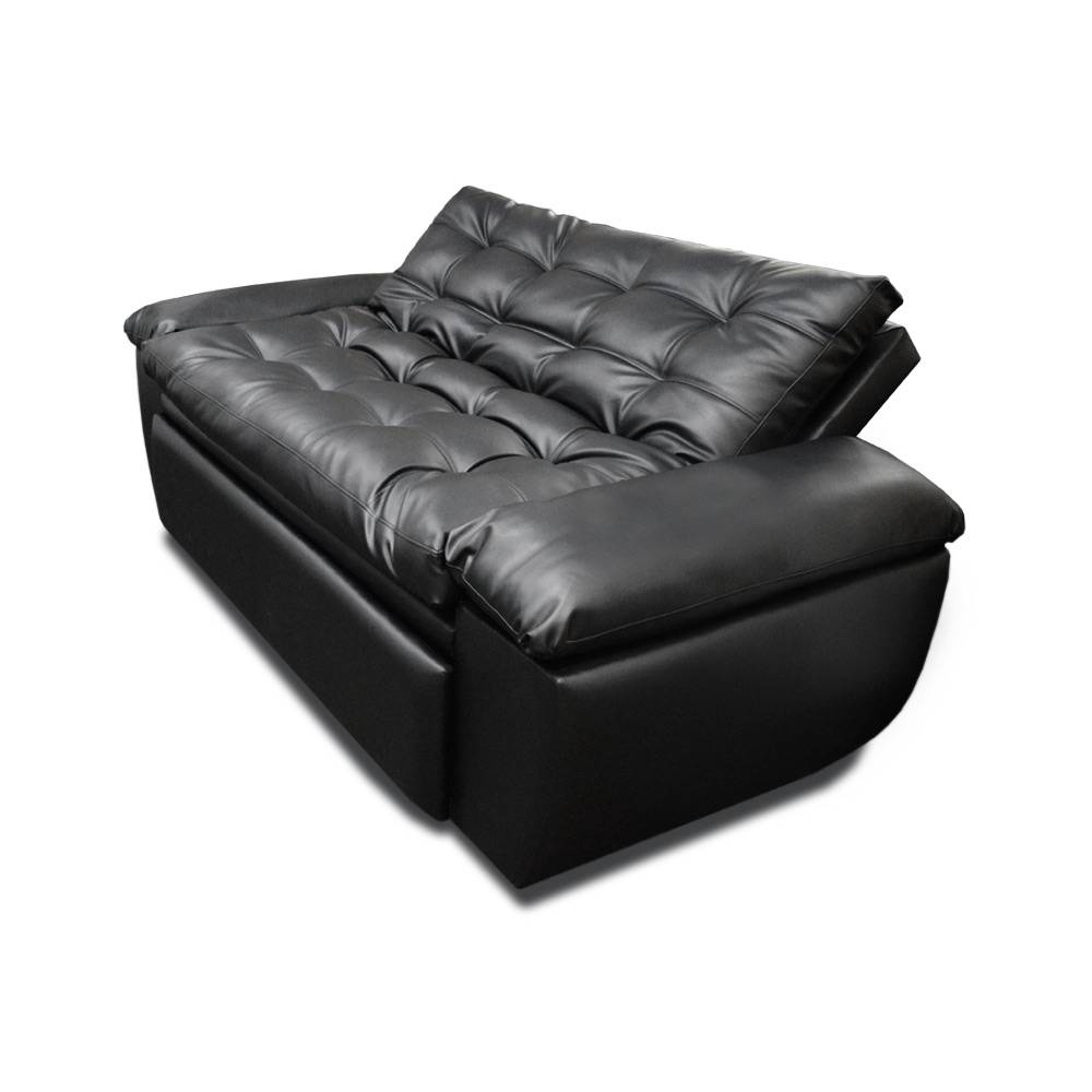 Sofá Cama Mirano Negro 190x95cm De 3 Puestos Reclinable con Apoya Brazos