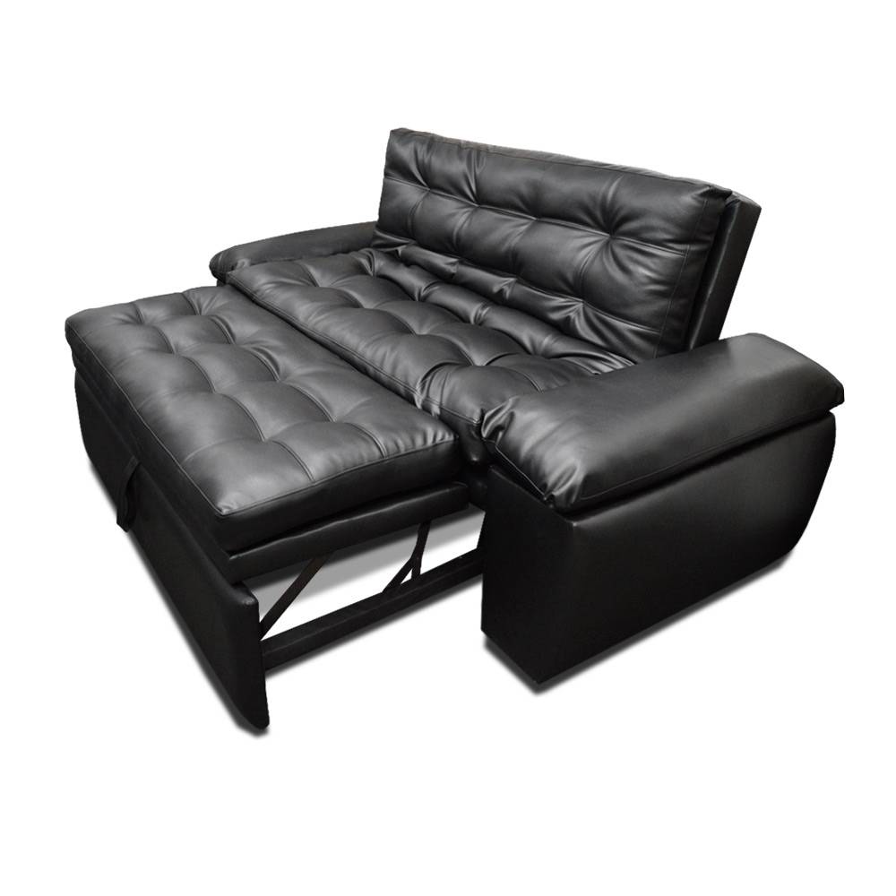 Sofá Cama Mirano Negro 190x95cm De 3 Puestos Reclinable con Apoya Brazos