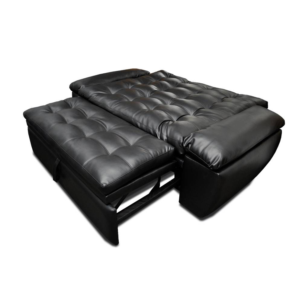 Sofá Cama Mirano Negro 190x95cm De 3 Puestos Reclinable con Apoya Brazos